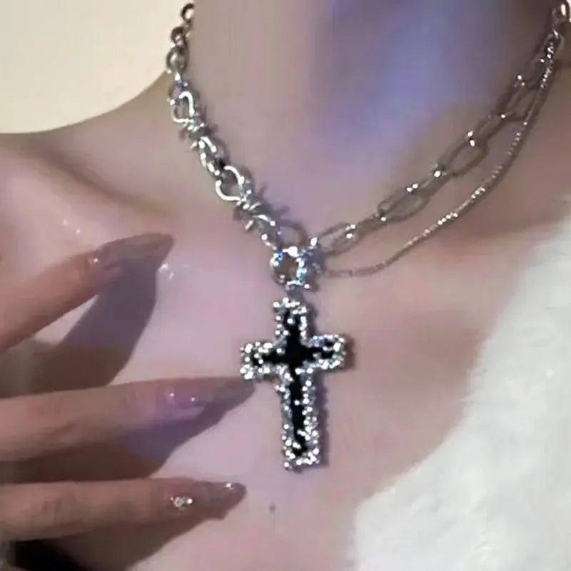 pearl cross necklace Pendant - Blade & Thread