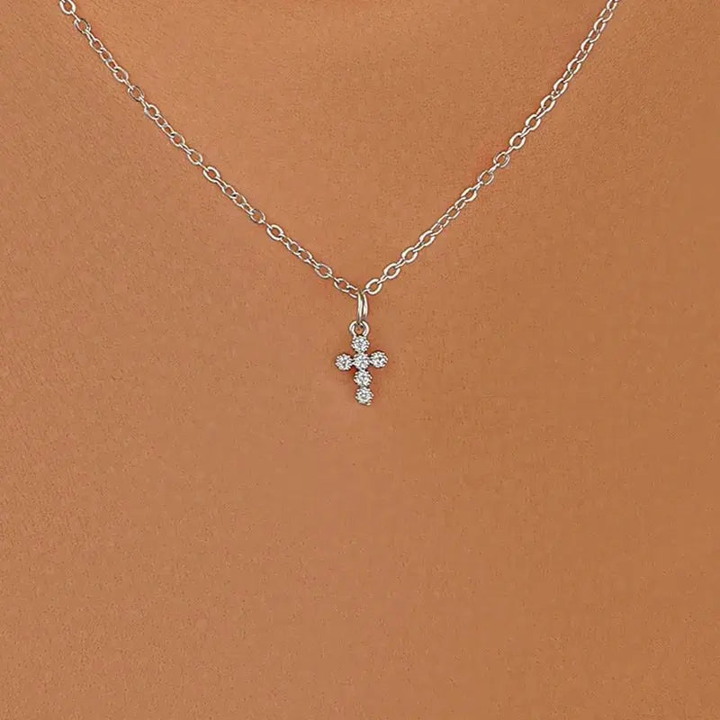 pearl cross necklace Pendant - Blade & Thread