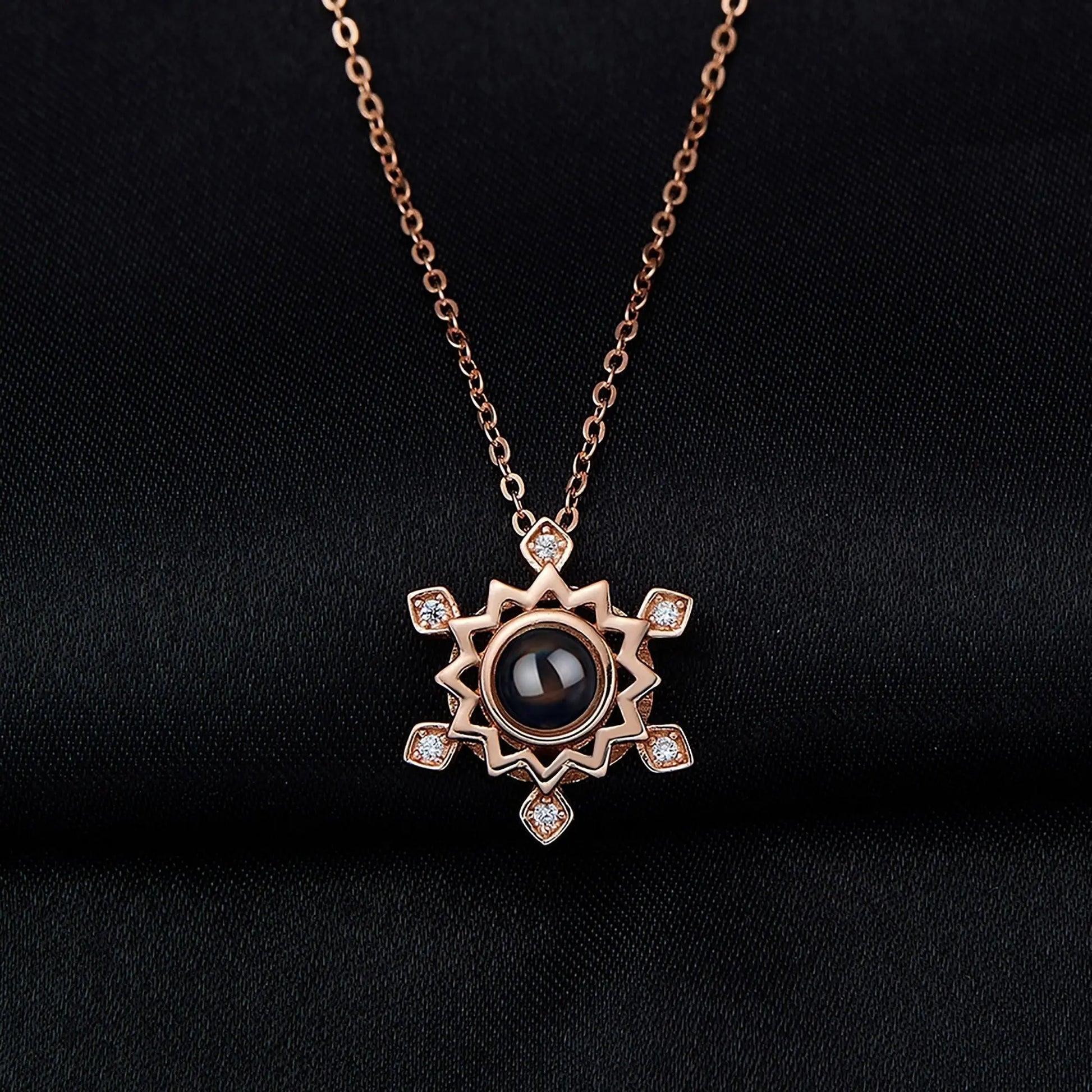 Pendant Custom Photo Flower Necklace 925 Silver Romantic Gift For Girlfriend - Blade & Thread