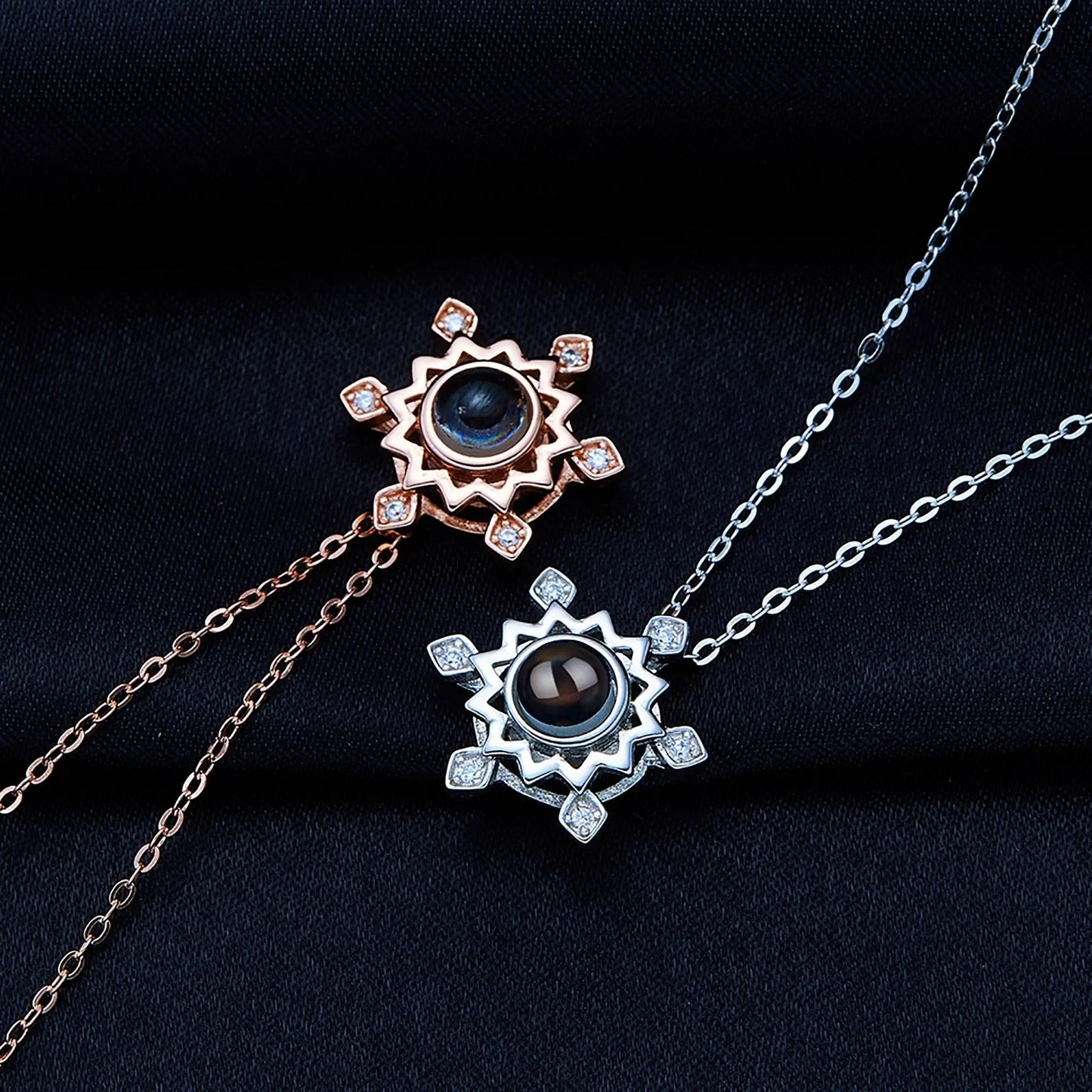 Pendant Custom Photo Flower Necklace 925 Silver Romantic Gift For Girlfriend - Blade & Thread