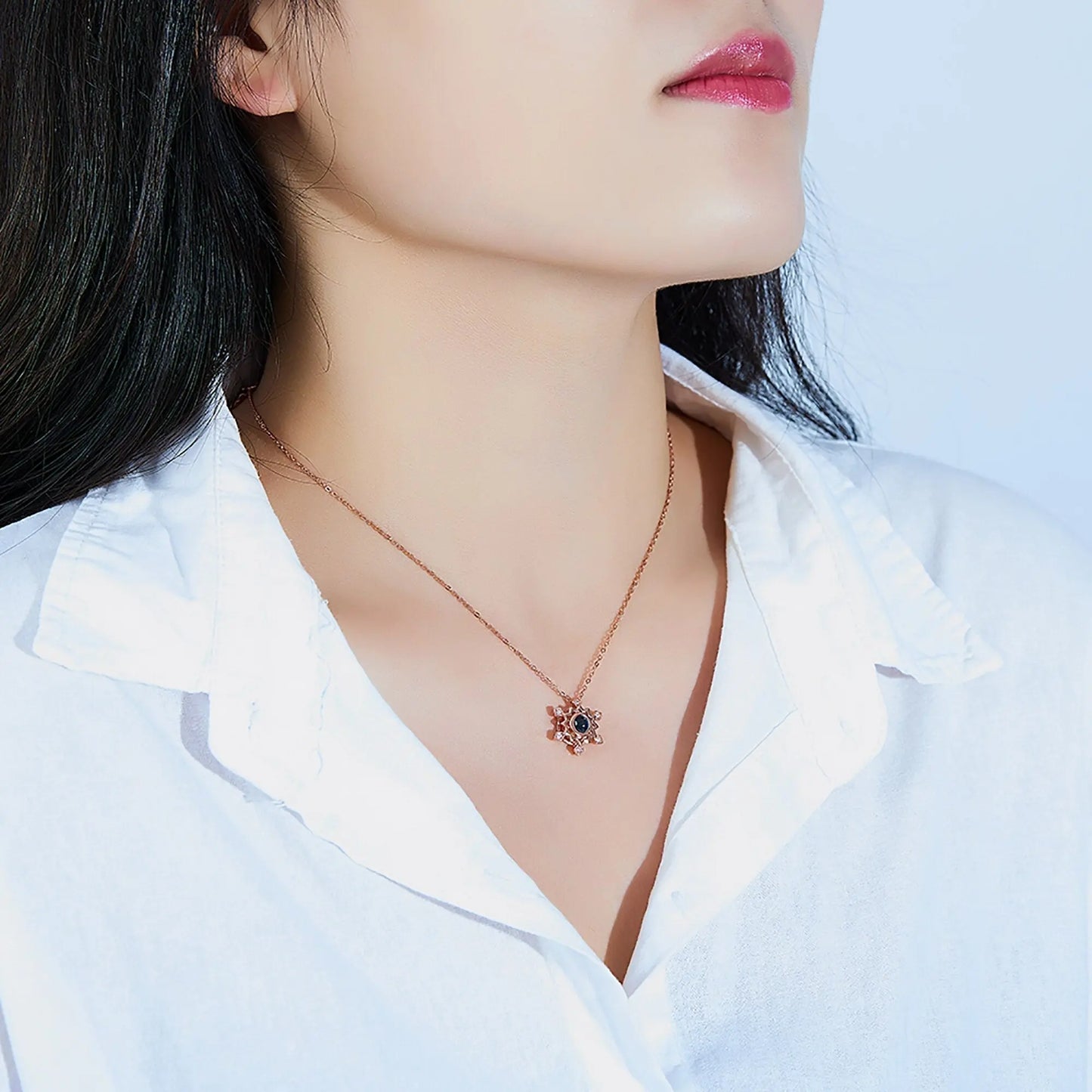 Pendant Custom Photo Flower Necklace 925 Silver Romantic Gift For Girlfriend - Blade & Thread