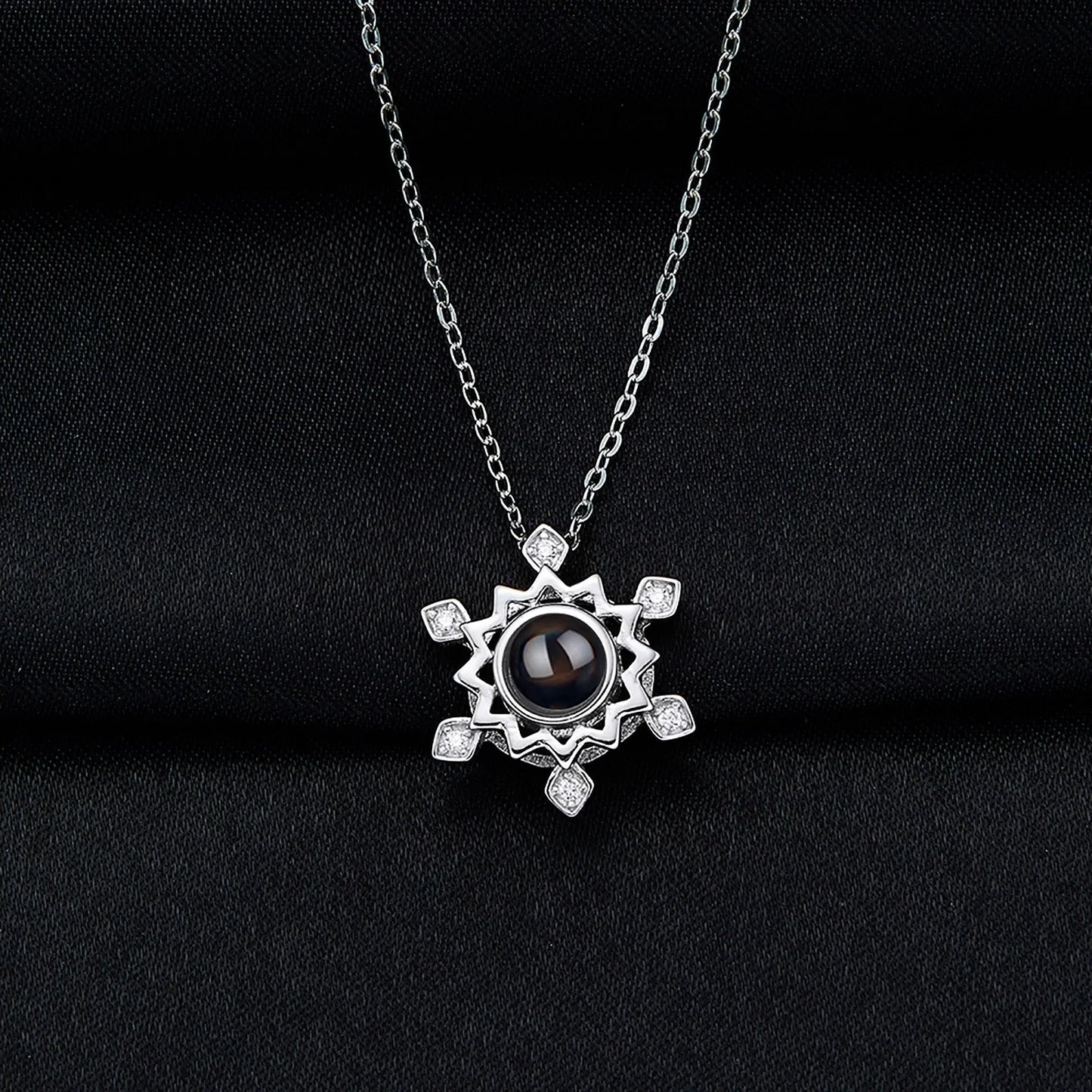 Pendant Custom Photo Flower Necklace 925 Silver Romantic Gift For Girlfriend - Blade & Thread