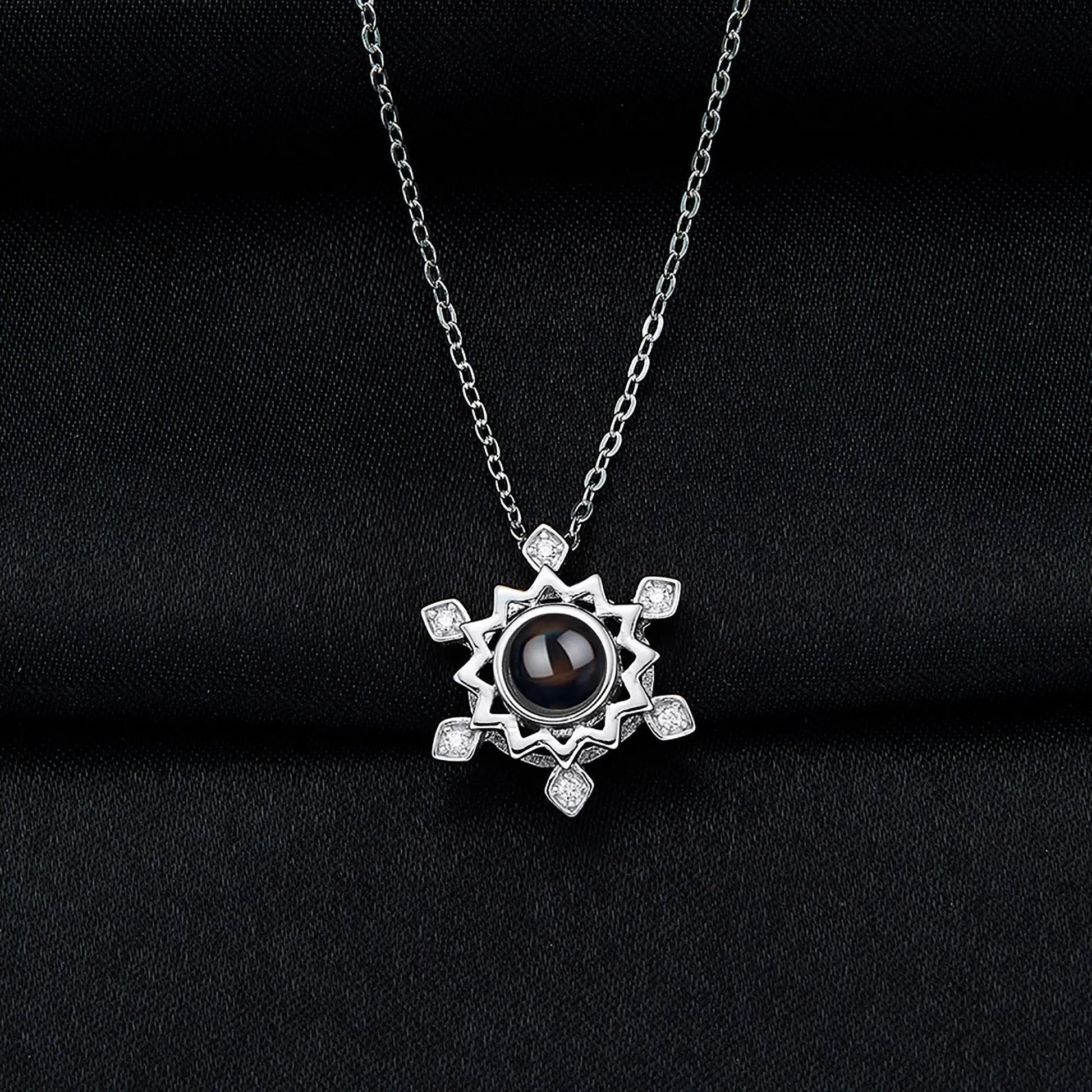Pendant Custom Photo Flower Necklace 925 Silver Romantic Gift For Girlfriend - Blade & Thread