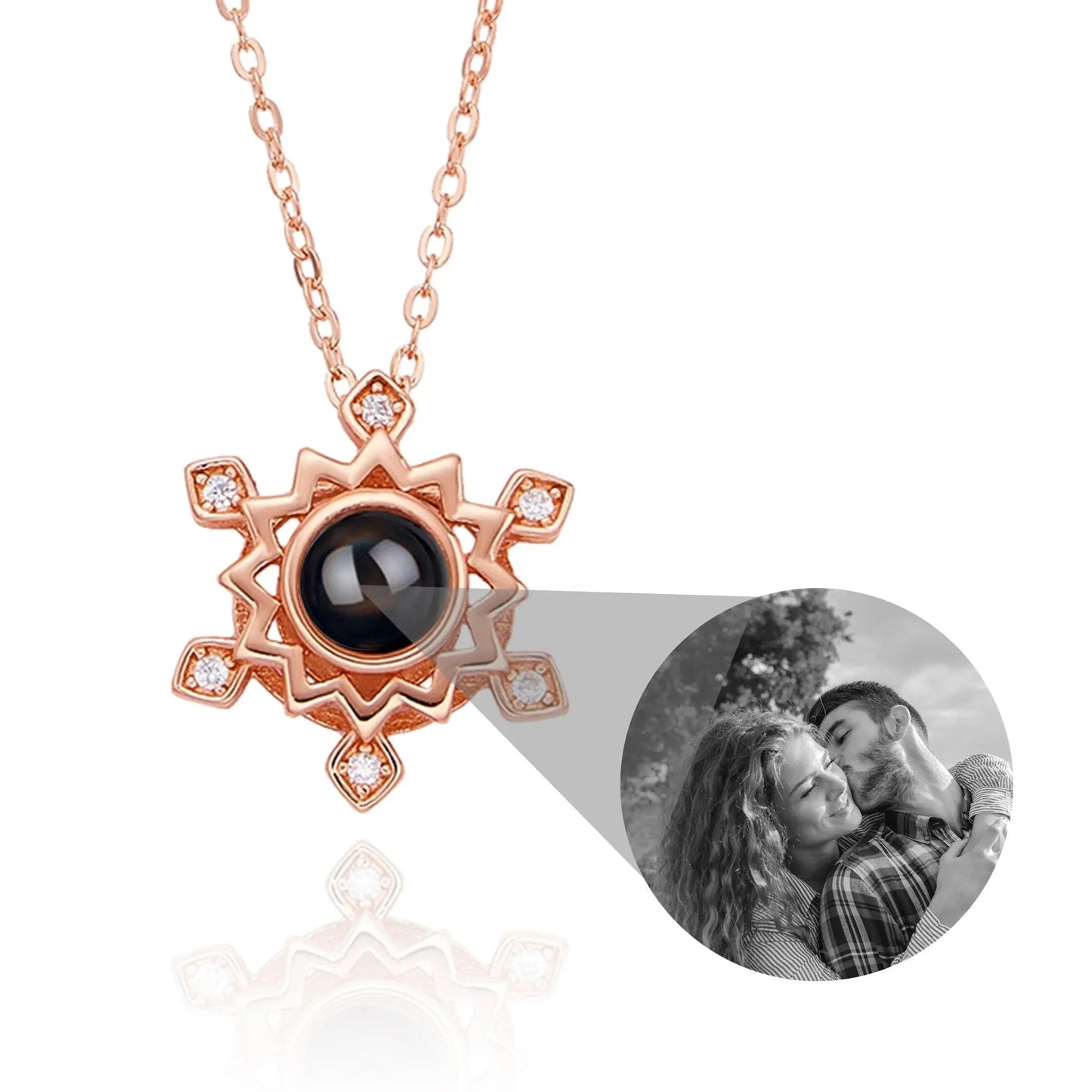 Pendant Custom Photo Flower Necklace 925 Silver Romantic Gift For Girlfriend - Blade & Thread
