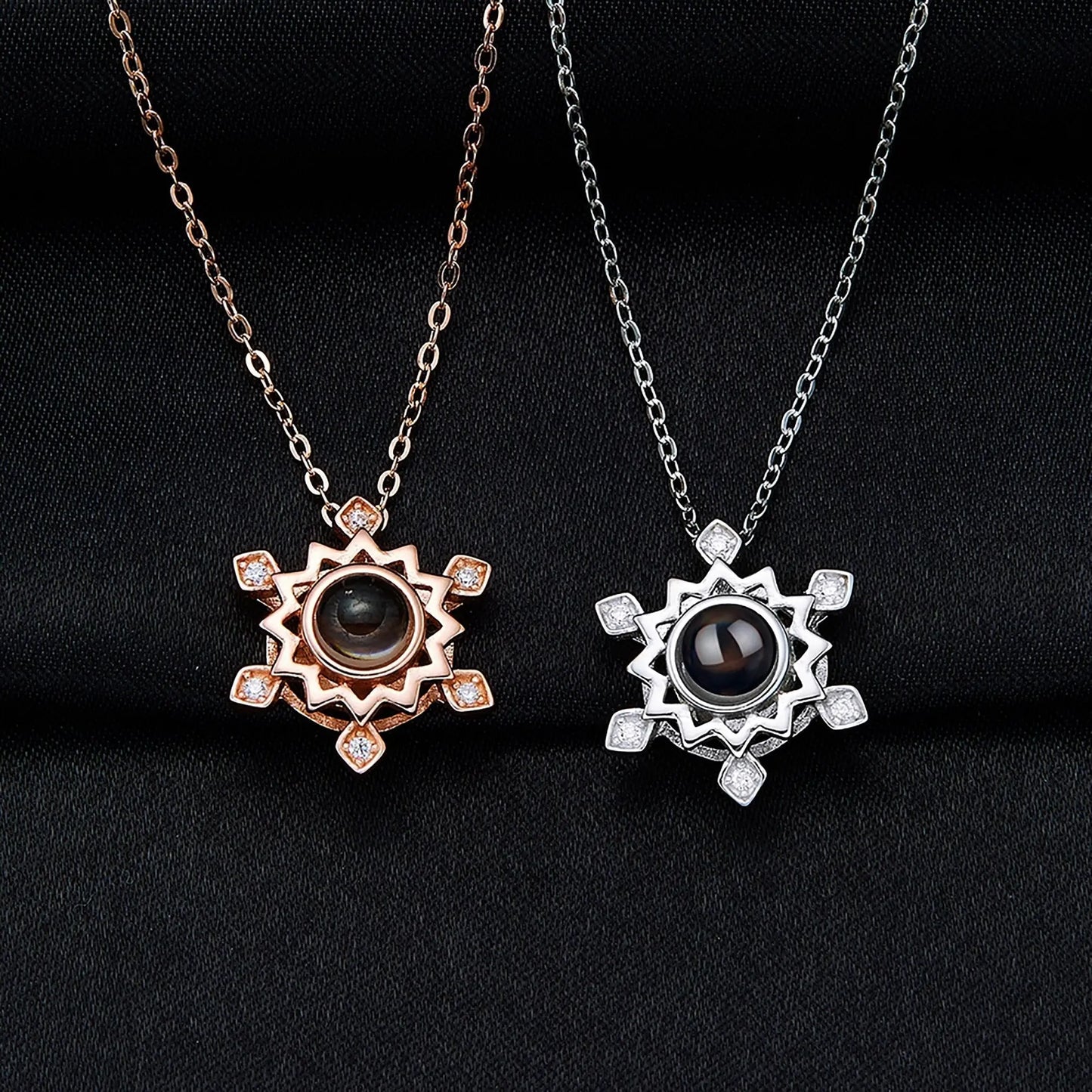 Pendant Custom Photo Flower Necklace 925 Silver Romantic Gift For Girlfriend - Blade & Thread