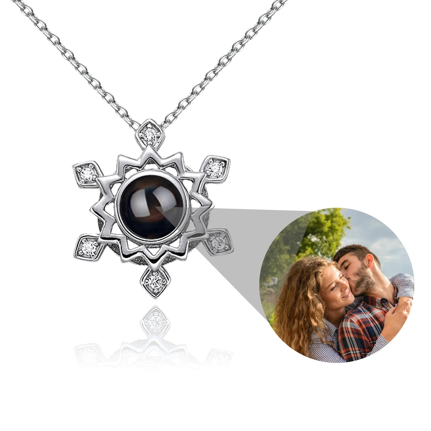 Pendant Custom Photo Flower Necklace 925 Silver Romantic Gift For Girlfriend - Blade & Thread