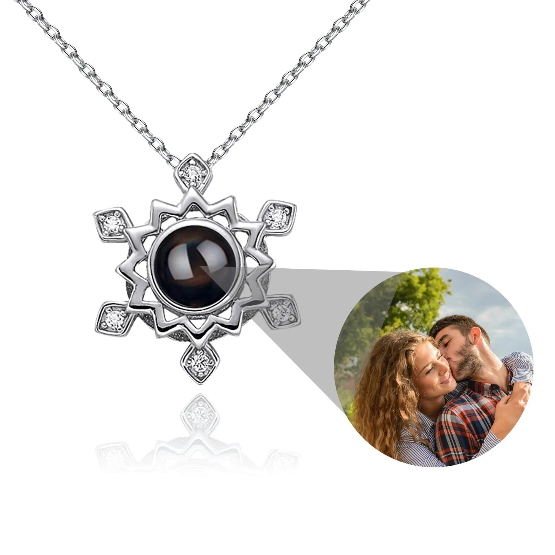 Pendant Custom Photo Flower Necklace 925 Silver Romantic Gift For Girlfriend - Blade & Thread