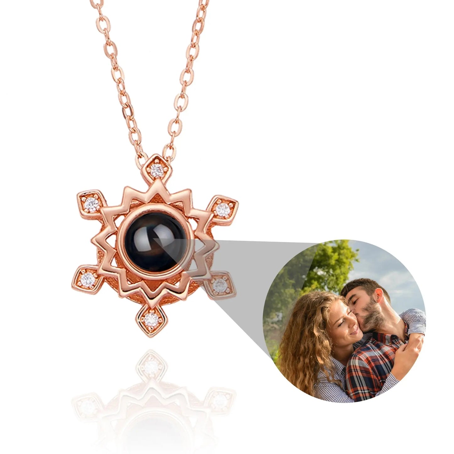 Pendant Custom Photo Flower Necklace 925 Silver Romantic Gift For Girlfriend - Blade & Thread