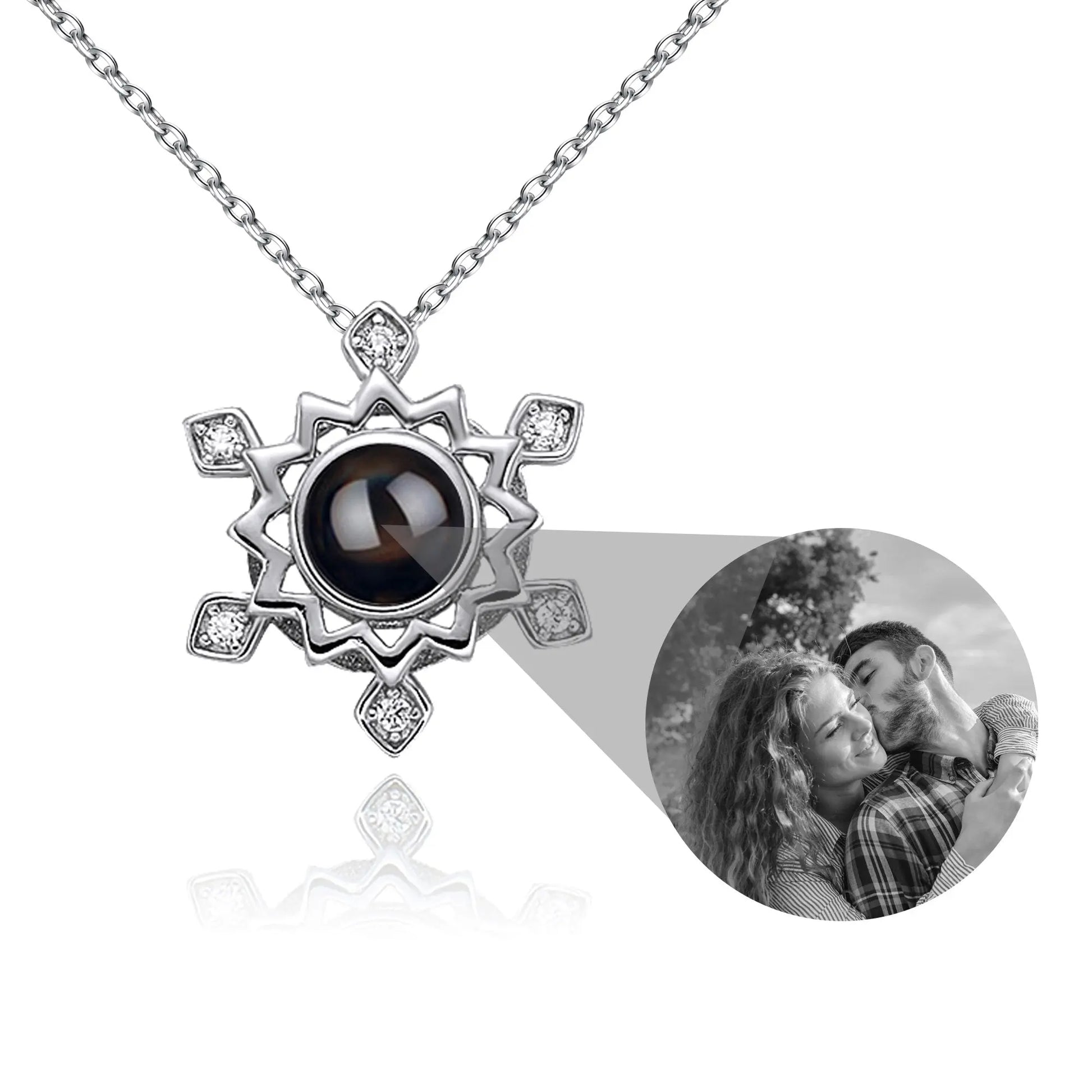 Pendant Custom Photo Flower Necklace 925 Silver Romantic Gift For Girlfriend - Blade & Thread