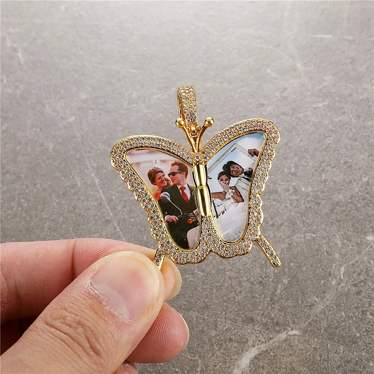 Personalised Butterfly Locket Necklace For Opening Print Two Photo Pendant - Blade & Thread