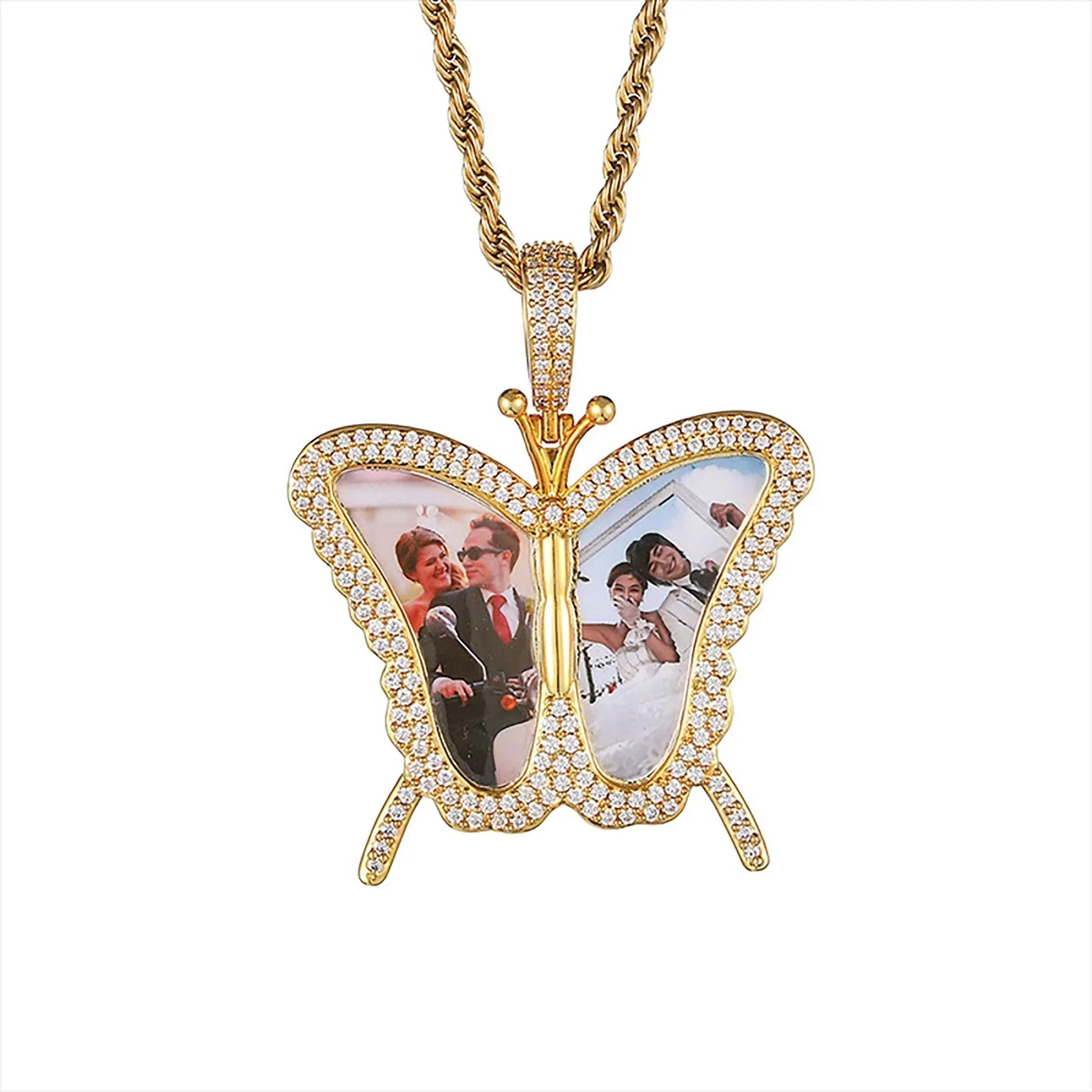 Personalised Butterfly Locket Necklace For Opening Print Two Photo Pendant - Blade & Thread
