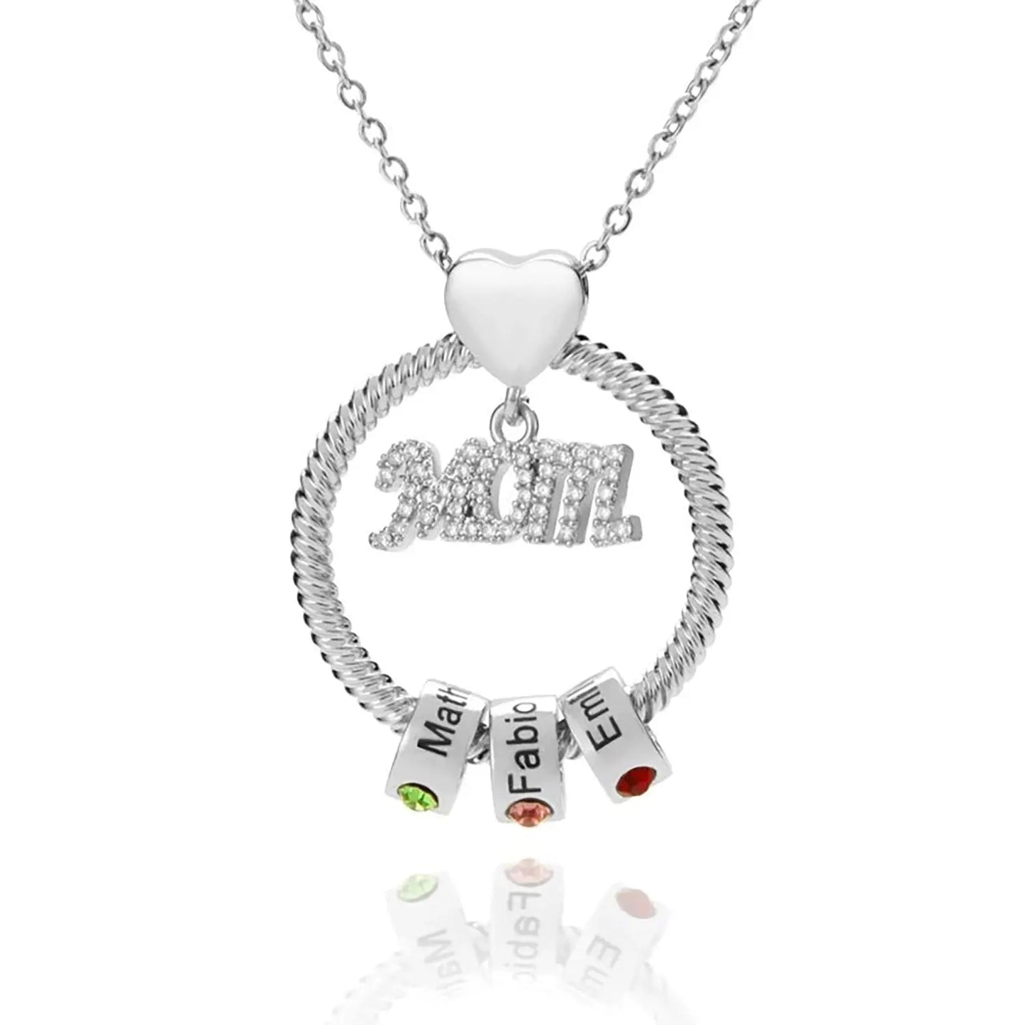 Personalised Circle Pendant Engraved Name Necklace With Birthstone Family Necklace - Blade & Thread