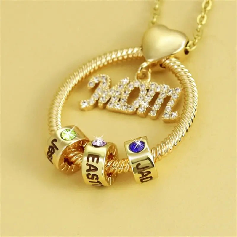 Personalised Circle Pendant Engraved Name Necklace With Birthstone Family Necklace - Blade & Thread