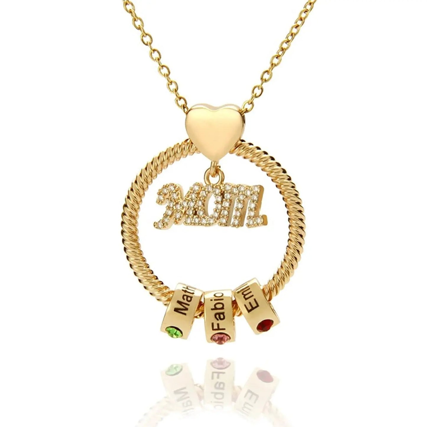 Personalised Circle Pendant Engraved Name Necklace With Birthstone Family Necklace - Blade & Thread