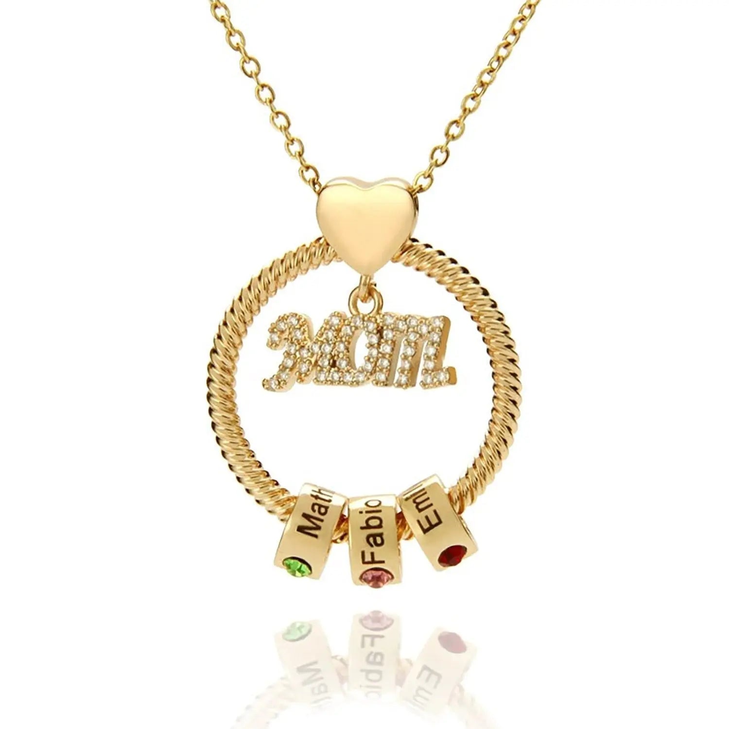 Personalised Circle Pendant Engraved Name Necklace With Birthstone Family Necklace - Blade & Thread