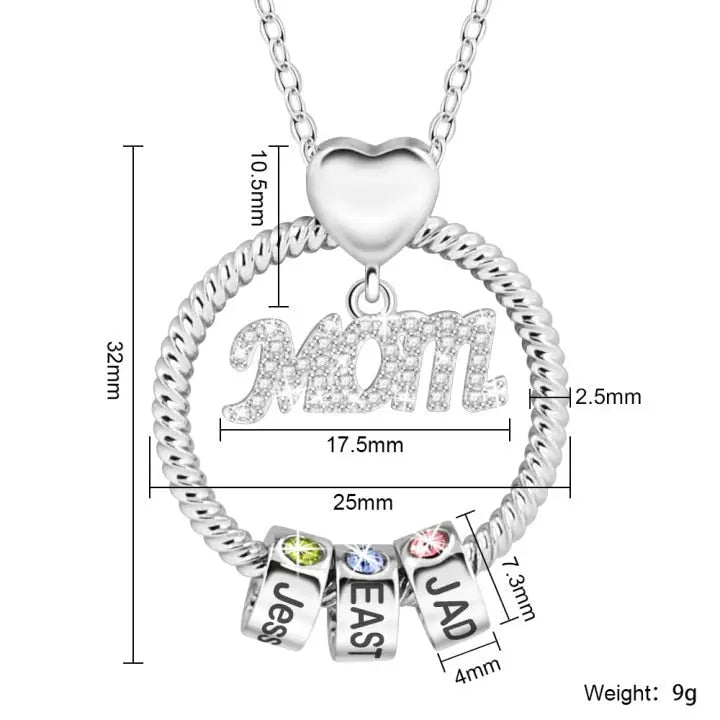 Personalised Circle Pendant Engraved Name Necklace With Birthstone Family Necklace - Blade & Thread