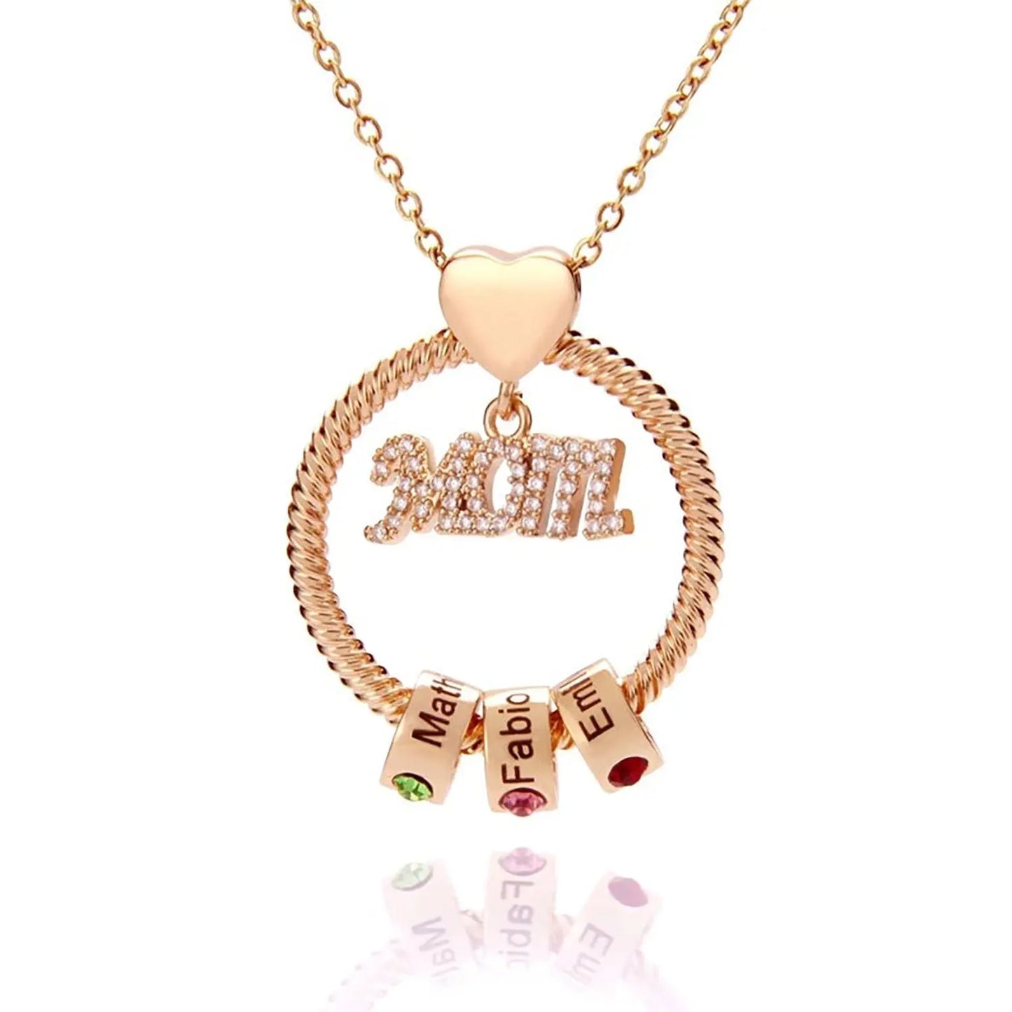 Personalised Circle Pendant Engraved Name Necklace With Birthstone Family Necklace - Blade & Thread