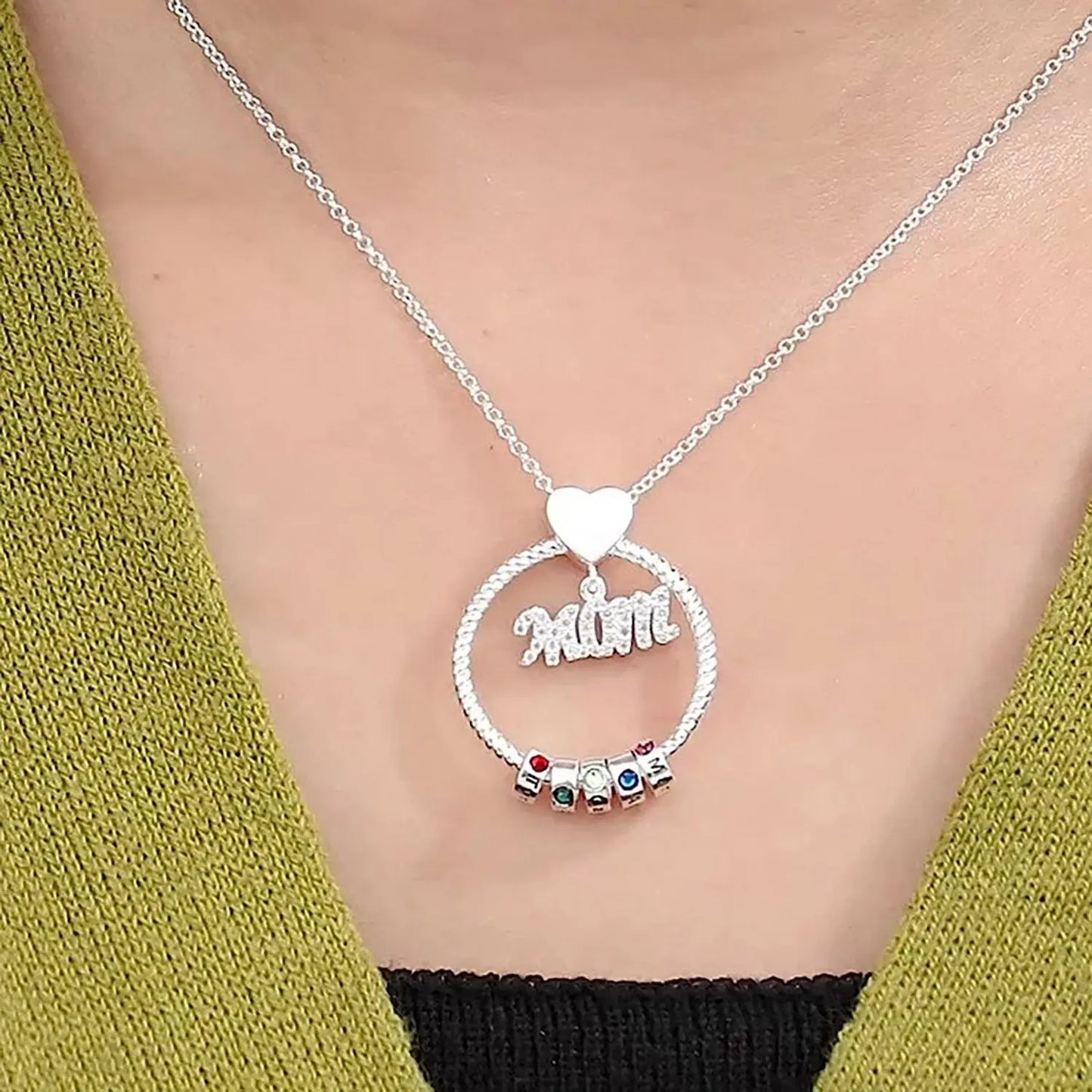 Personalised Circle Pendant Engraved Name Necklace With Birthstone Family Necklace - Blade & Thread