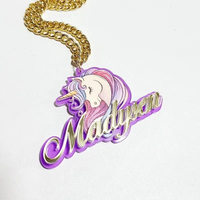 Personalised Kids Pendants acrylic Any Cartoon Character Nameplate Necklaces - Blade & Thread