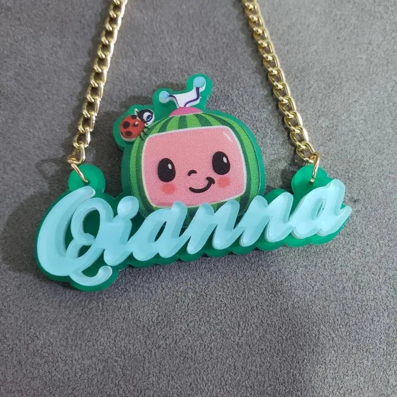Personalised Kids Pendants acrylic Any Cartoon Character Nameplate Necklaces - Blade & Thread
