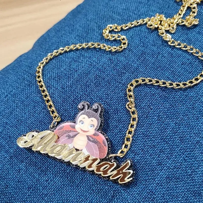 Personalised Kids Pendants acrylic Any Cartoon Character Nameplate Necklaces - Blade & Thread