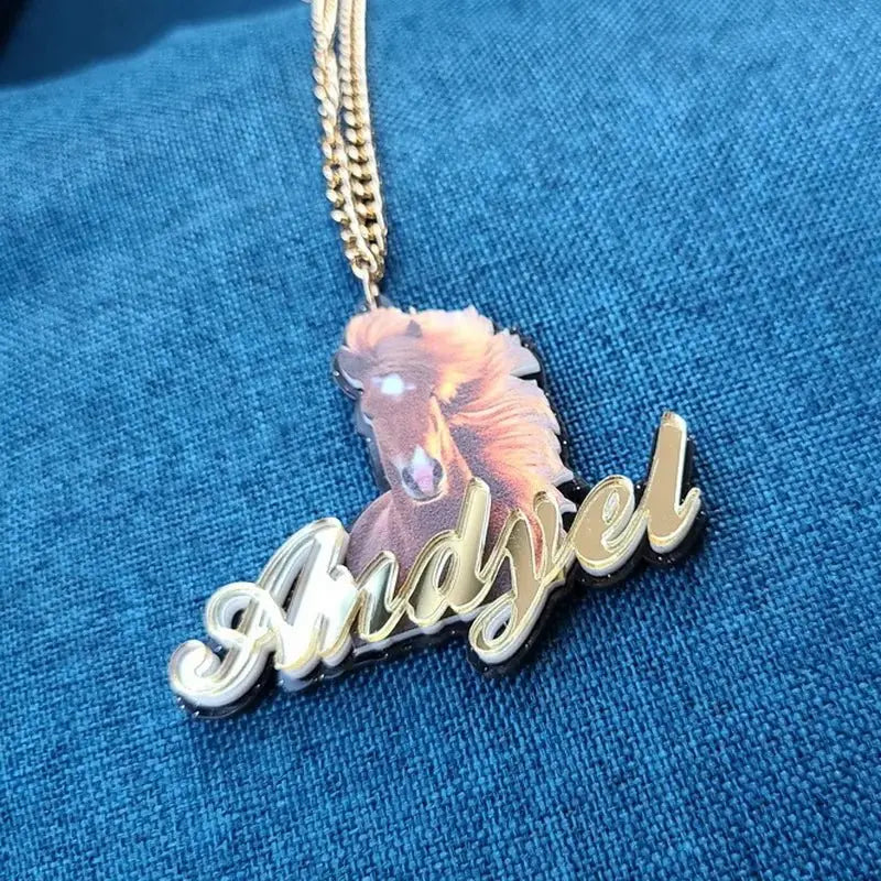 Personalised Kids Pendants acrylic Any Cartoon Character Nameplate Necklaces - Blade & Thread