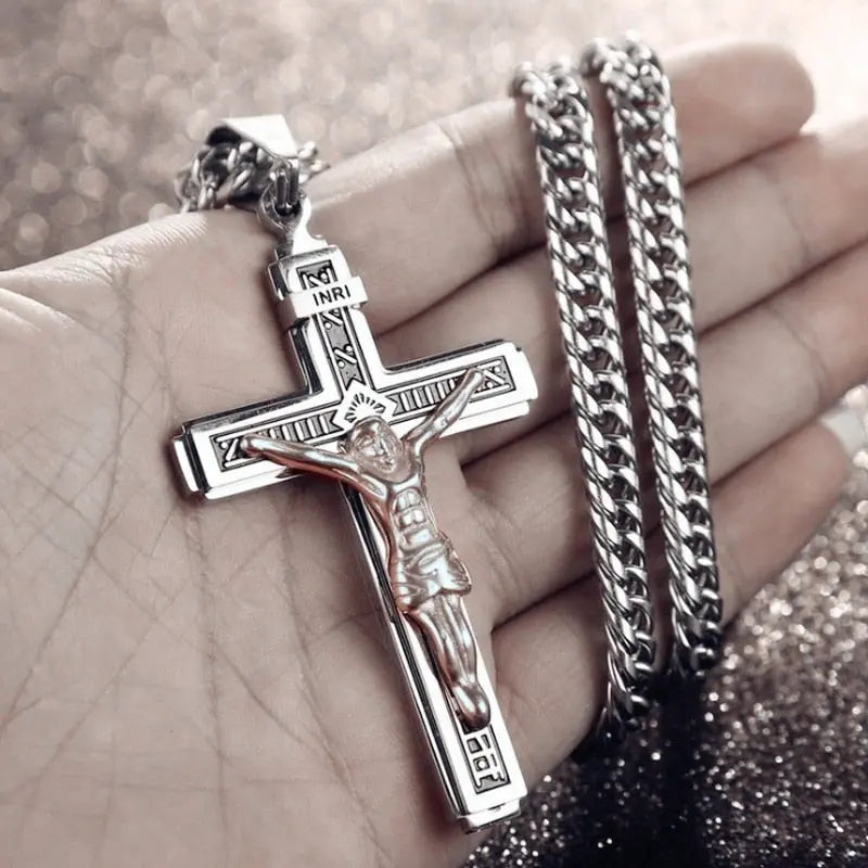 Personality Creative Jesus Cross Amulet Pendant Rock Casual Gift Catholic Christian Necklace nowadaysfashion