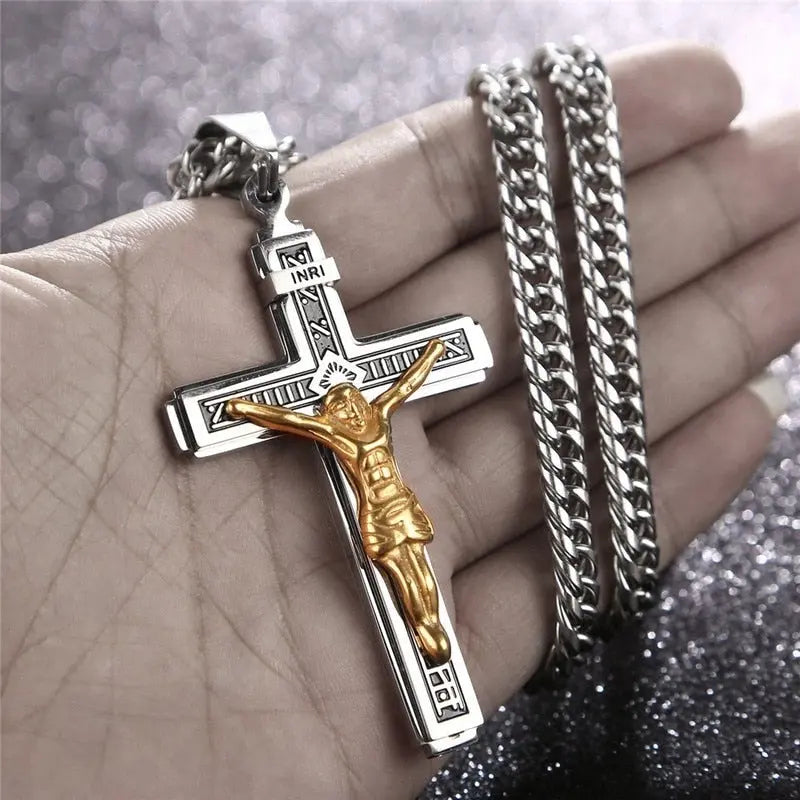 Personality Creative Jesus Cross Amulet Pendant Rock Casual Gift Catholic Christian Necklace nowadaysfashion