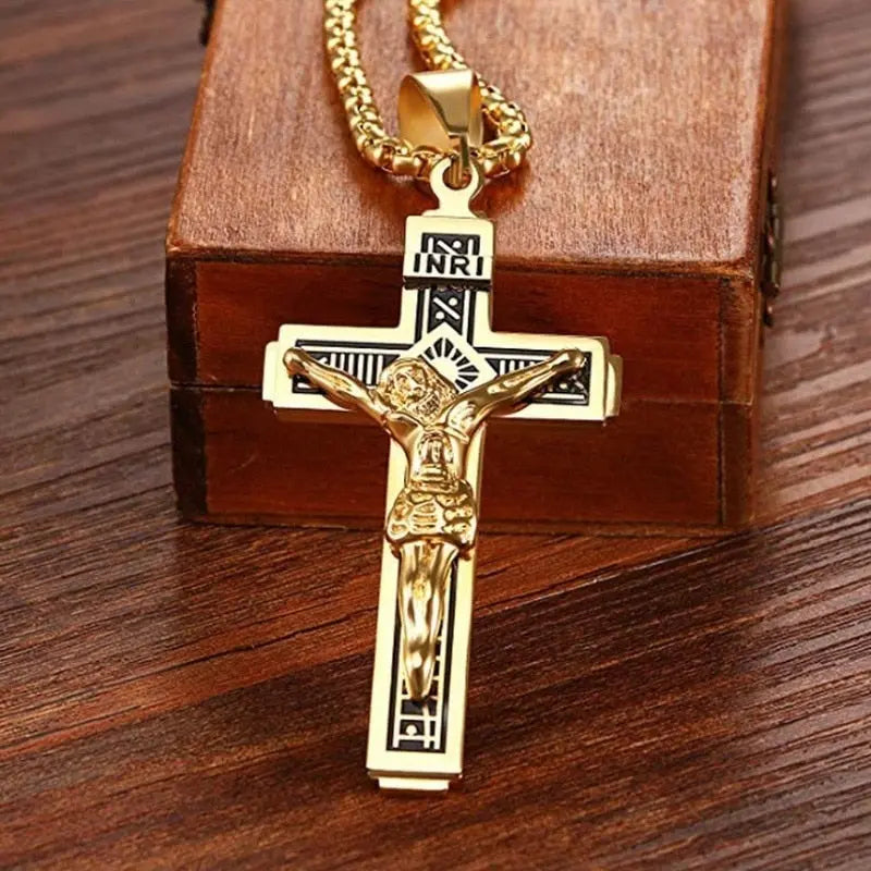 Personality Creative Jesus Cross Amulet Pendant Rock Casual Gift Catholic Christian Necklace nowadaysfashion