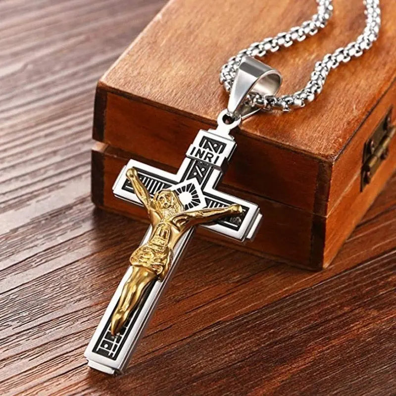 Personality Creative Jesus Cross Amulet Pendant Rock Casual Gift Catholic Christian Necklace nowadaysfashion