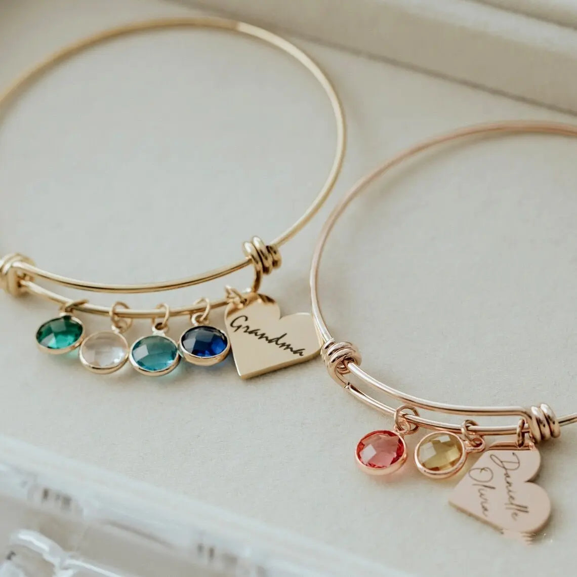 Personalized Birthstone Bracelet Mama Heart Family Birthstones Names Bracelet - Blade & Thread