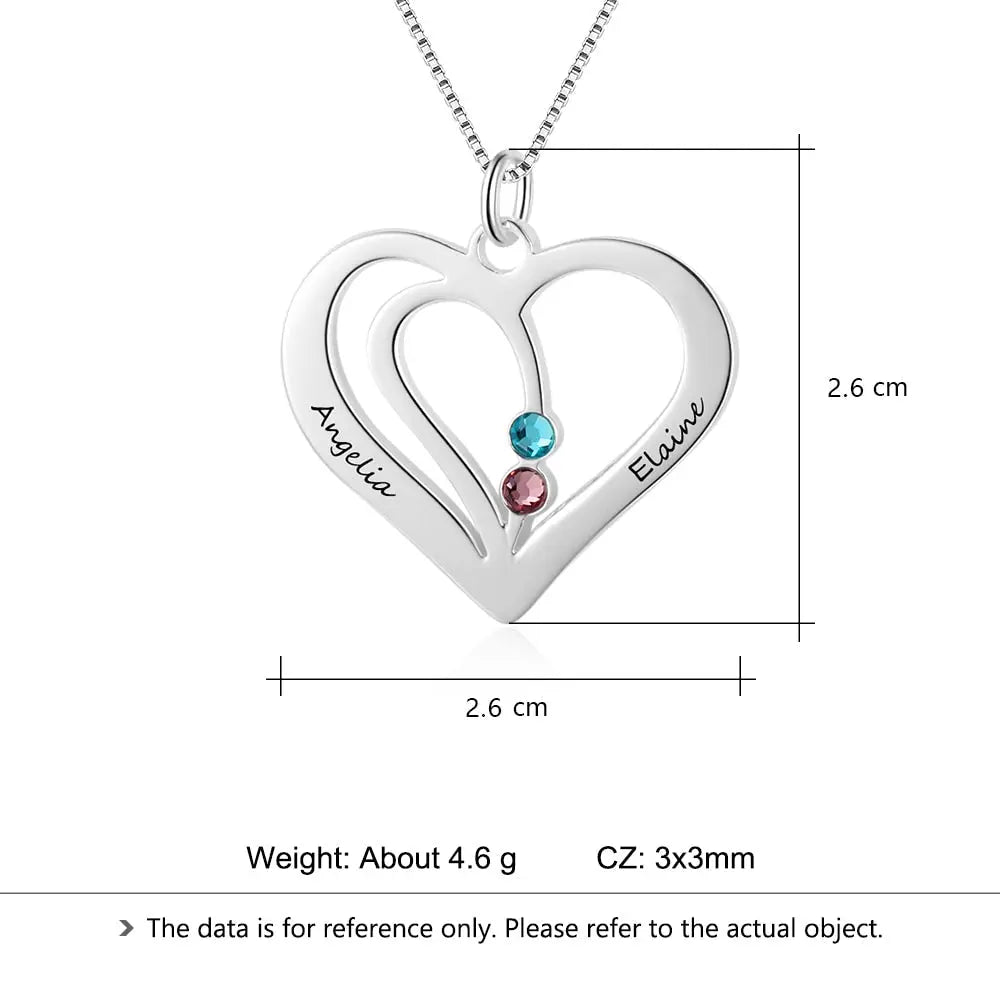 Personalized Birthstone Engraved Name Heart Necklaces & Pendants - Blade & Thread
