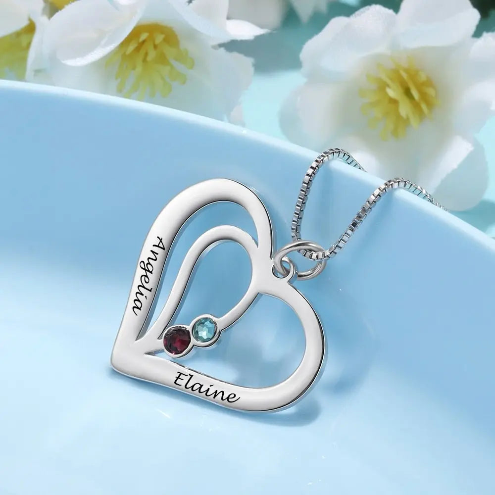 Personalized Birthstone Engraved Name Heart Necklaces & Pendants - Blade & Thread
