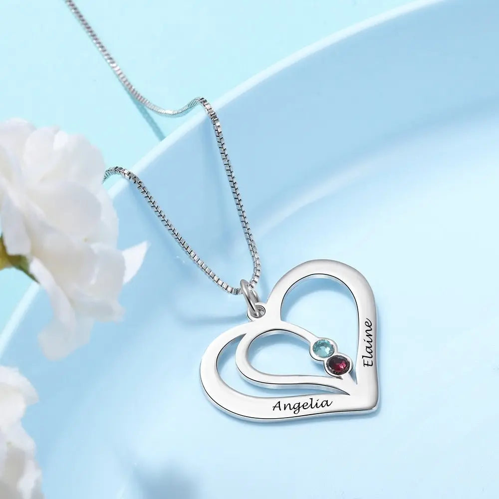 Personalized Birthstone Engraved Name Heart Necklaces & Pendants - Blade & Thread