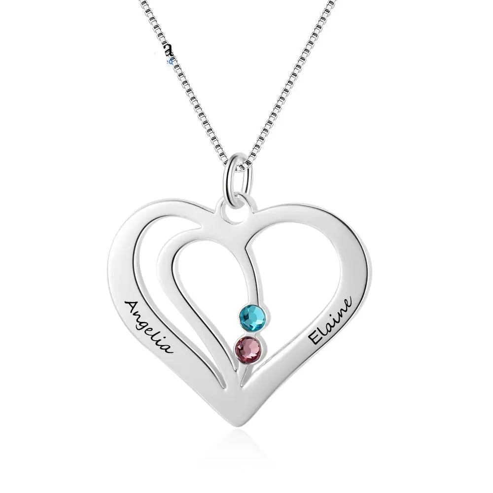 Personalized Birthstone Engraved Name Heart Necklaces & Pendants - Blade & Thread