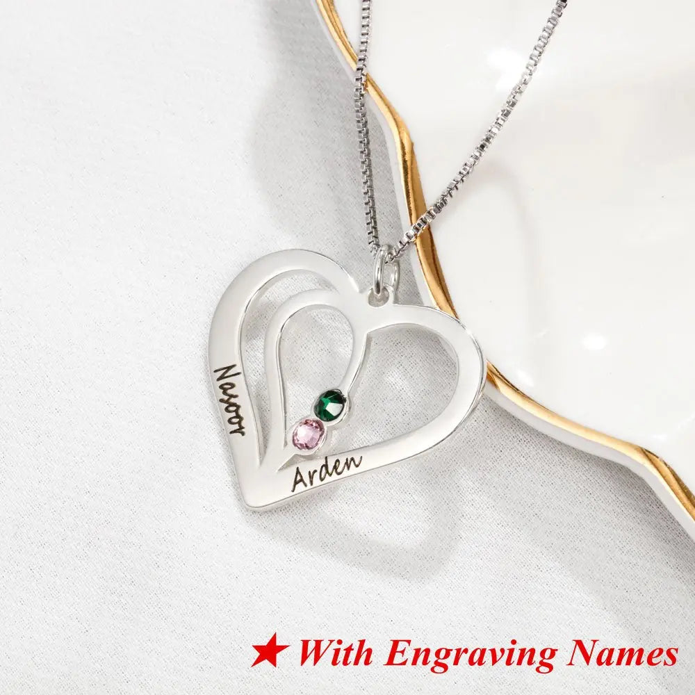 Personalized Birthstone Engraved Name Heart Necklaces & Pendants - Blade & Thread