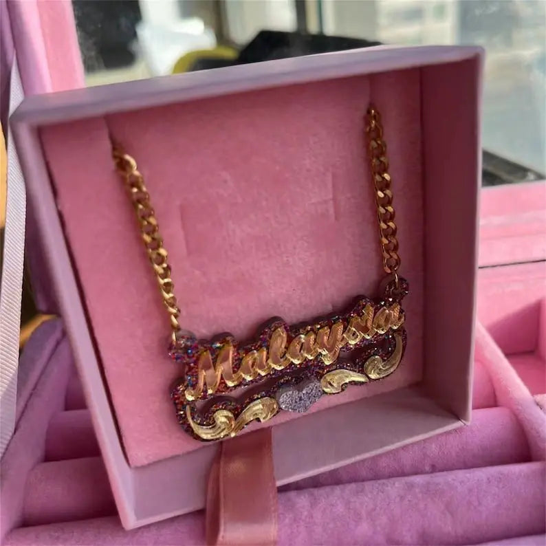 Personalized Colorful Acrylic Name Necklace For Kids Baby - Blade & Thread