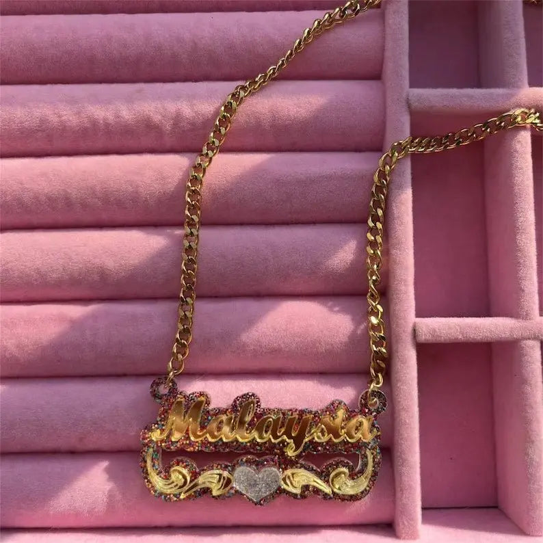 Personalized Colorful Acrylic Name Necklace For Kids Baby - Blade & Thread
