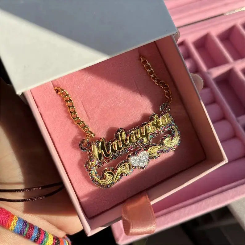 Personalized Colorful Acrylic Name Necklace For Kids Baby - Blade & Thread