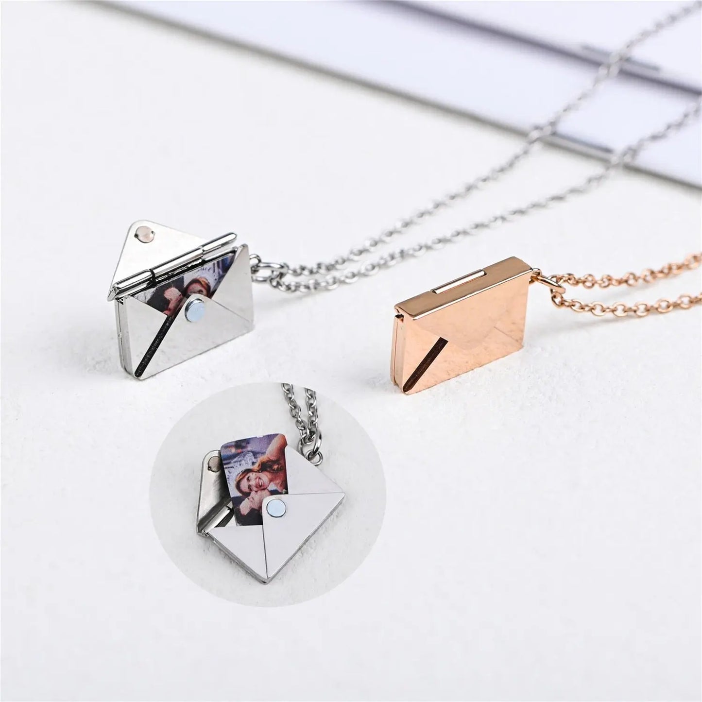 Personalized Custom Envelope Custom Photo Engraved Name Necklace Pendant - Blade & Thread