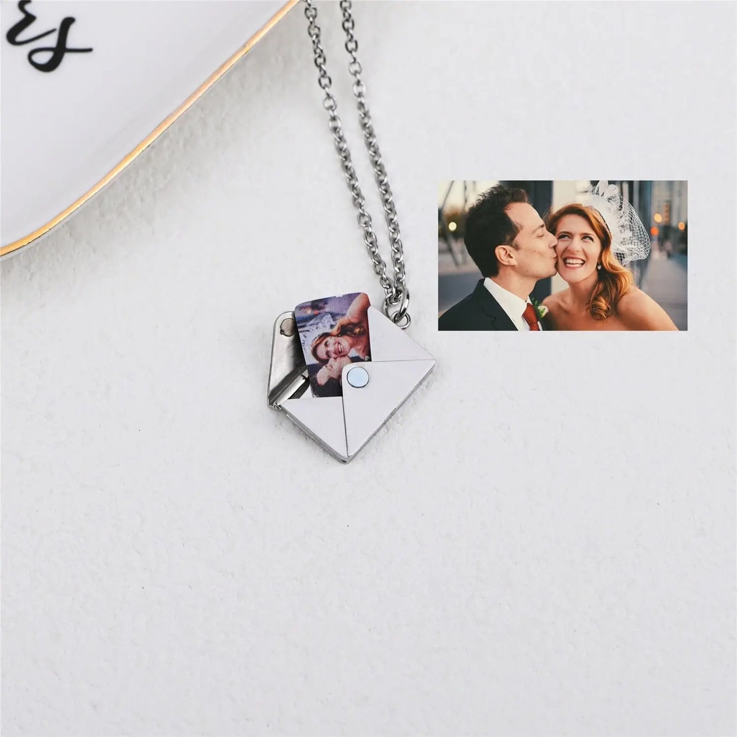 Personalized Custom Envelope Custom Photo Engraved Name Necklace Pendant - Blade & Thread