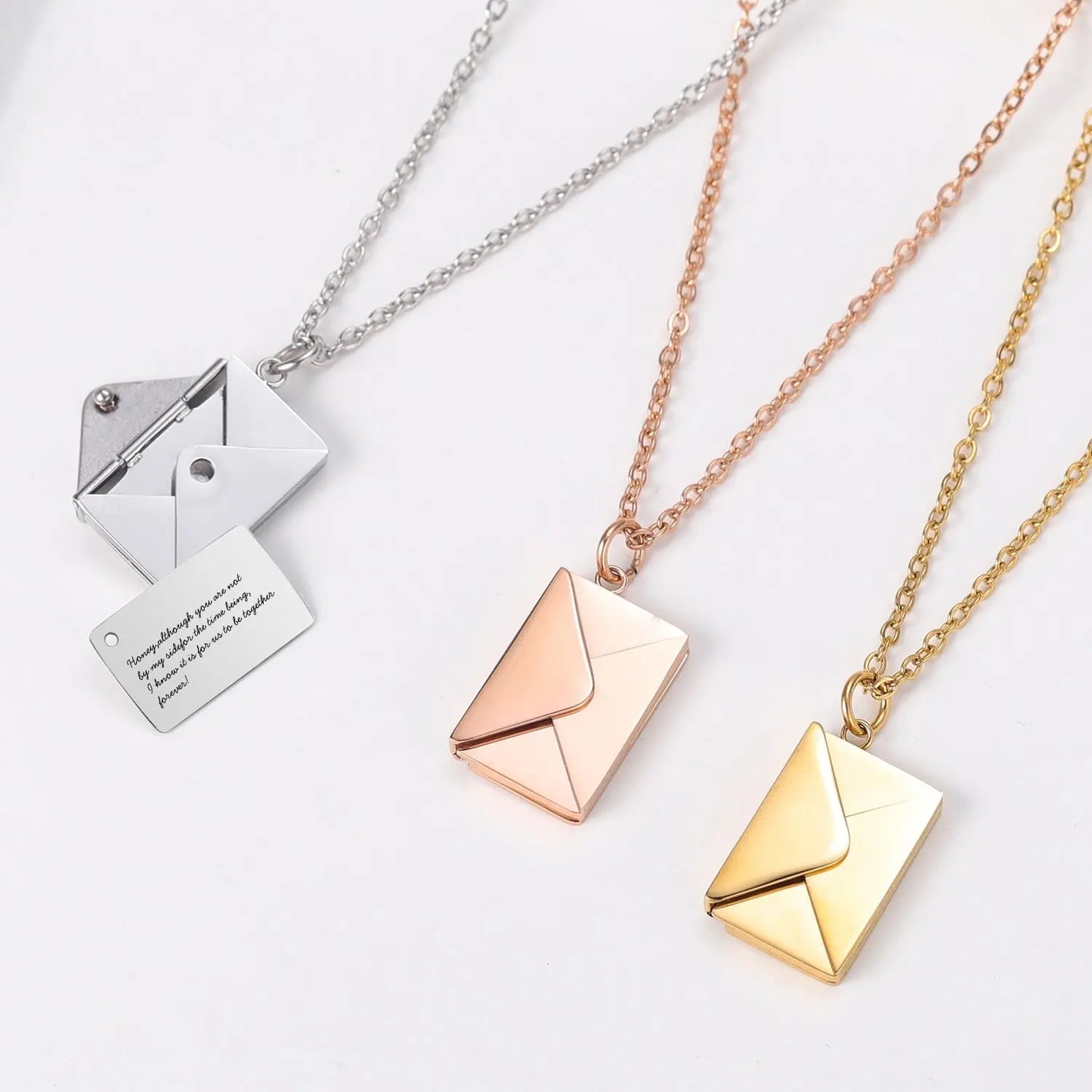 Personalized Custom Envelope Custom Photo Engraved Name Necklace Pendant - Blade & Thread