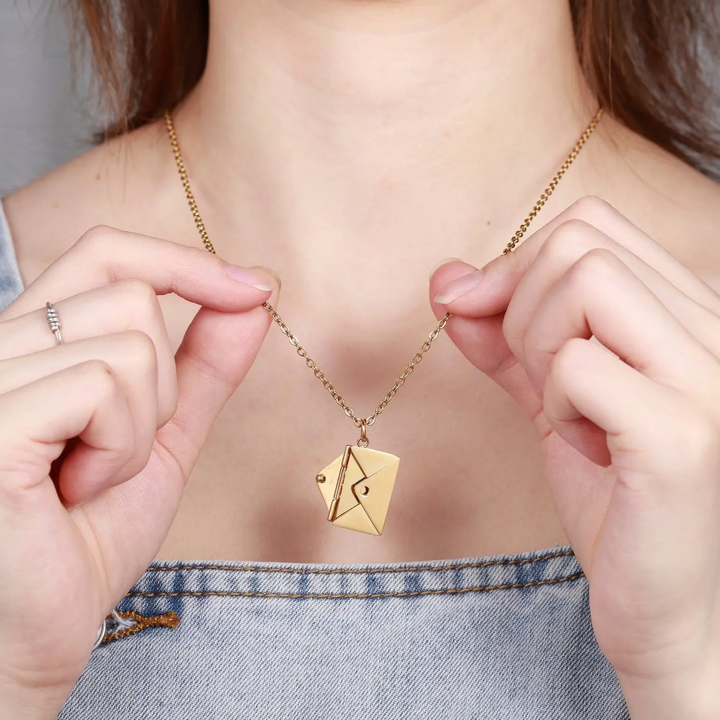 Personalized Custom Envelope Custom Photo Engraved Name Necklace Pendant - Blade & Thread
