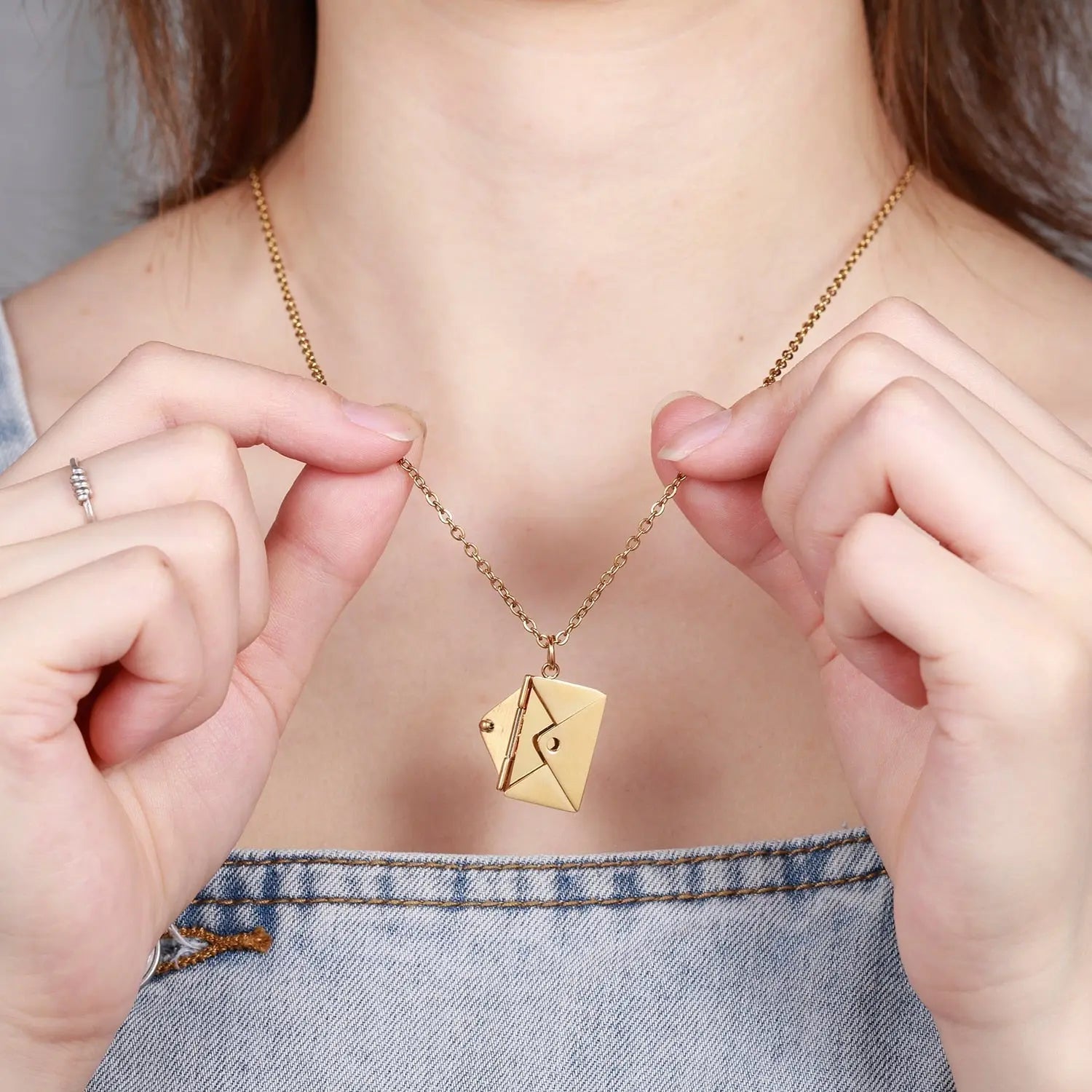 Personalized Custom Envelope Custom Photo Engraved Name Necklace Pendant - Blade & Thread