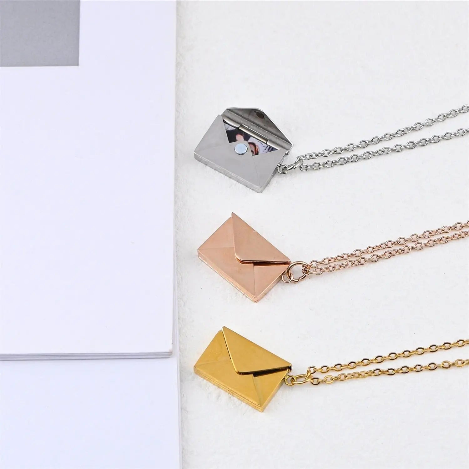 Personalized Custom Envelope Custom Photo Engraved Name Necklace Pendant - Blade & Thread