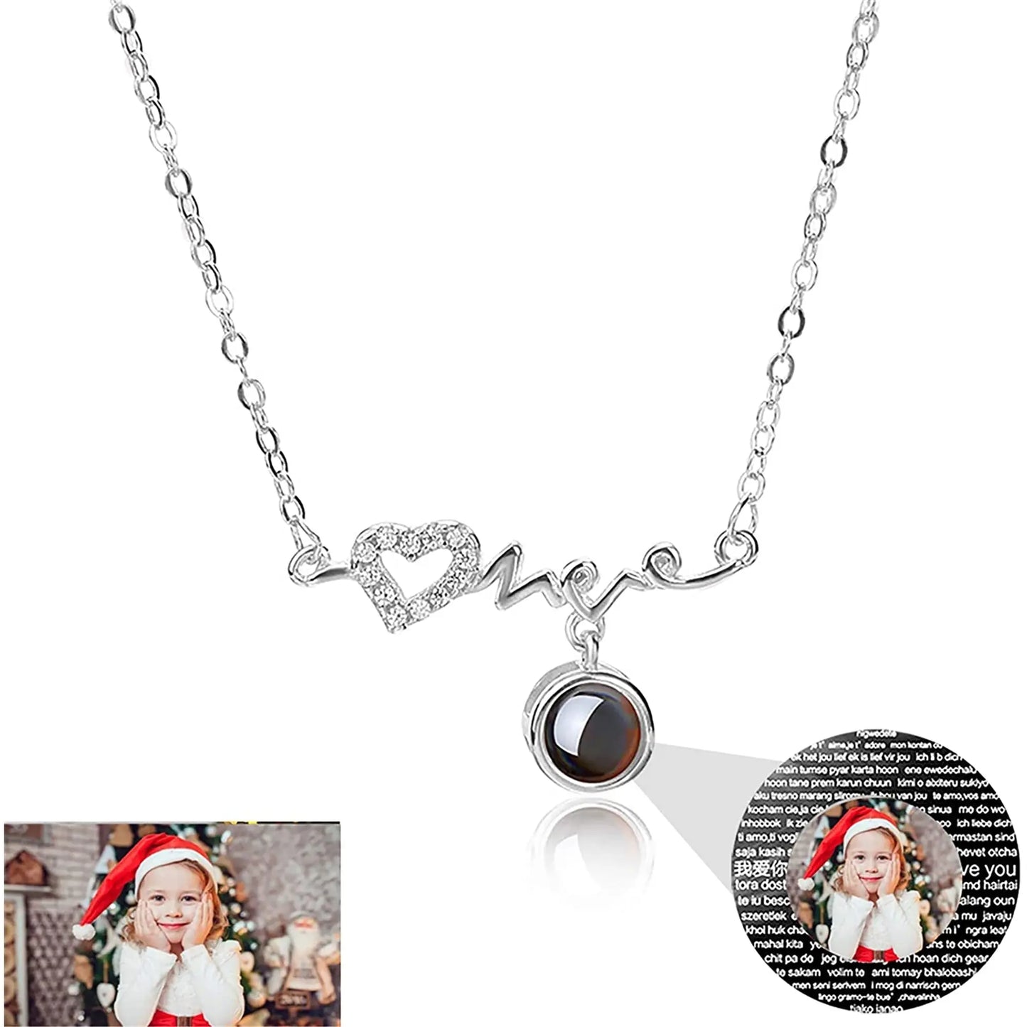 Personalized Custom Photo Heartbeat Shape Necklace Crystal Projection Pendant - Blade & Thread