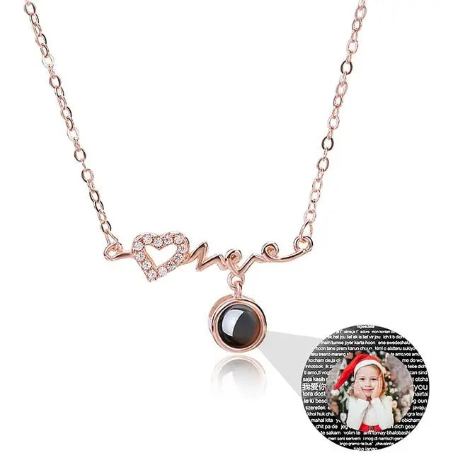 Personalized Custom Photo Heartbeat Shape Necklace Crystal Projection Pendant - Blade & Thread