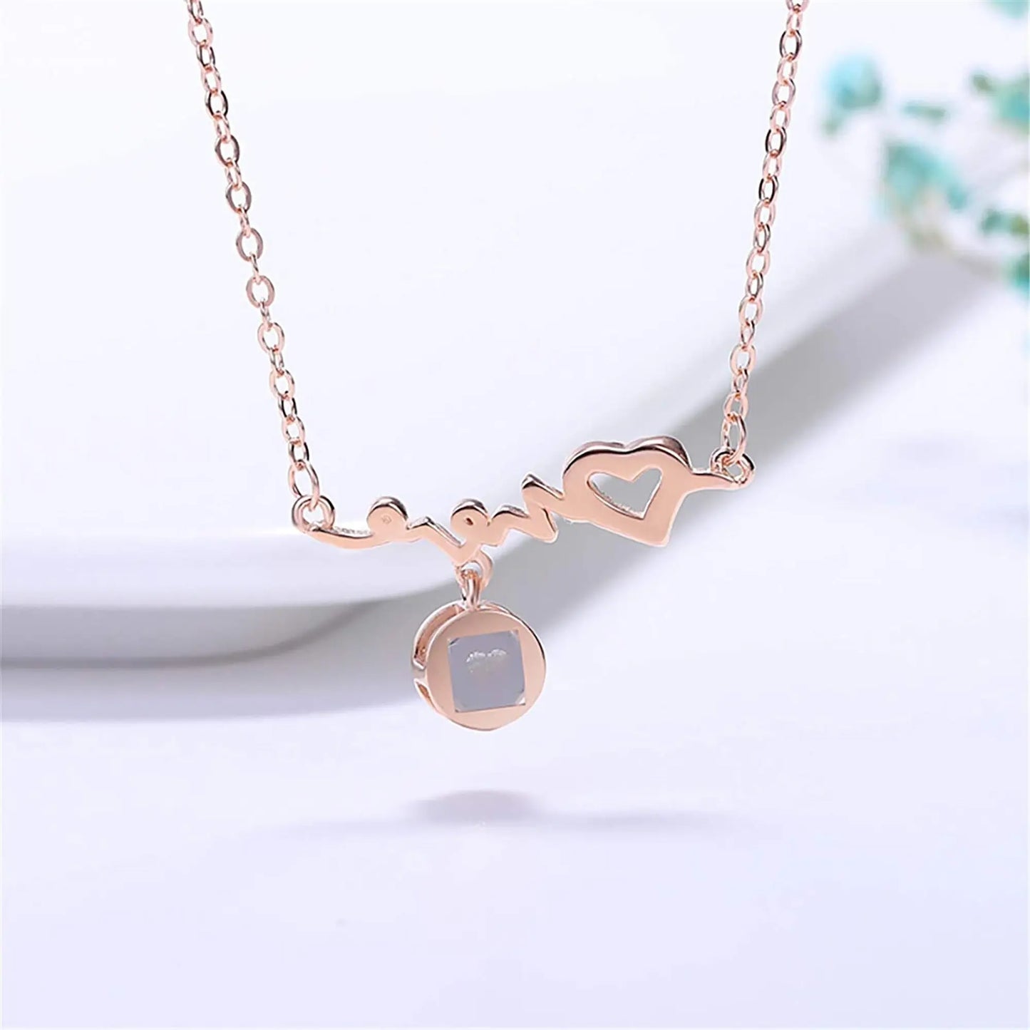 Personalized Custom Photo Heartbeat Shape Necklace Crystal Projection Pendant - Blade & Thread