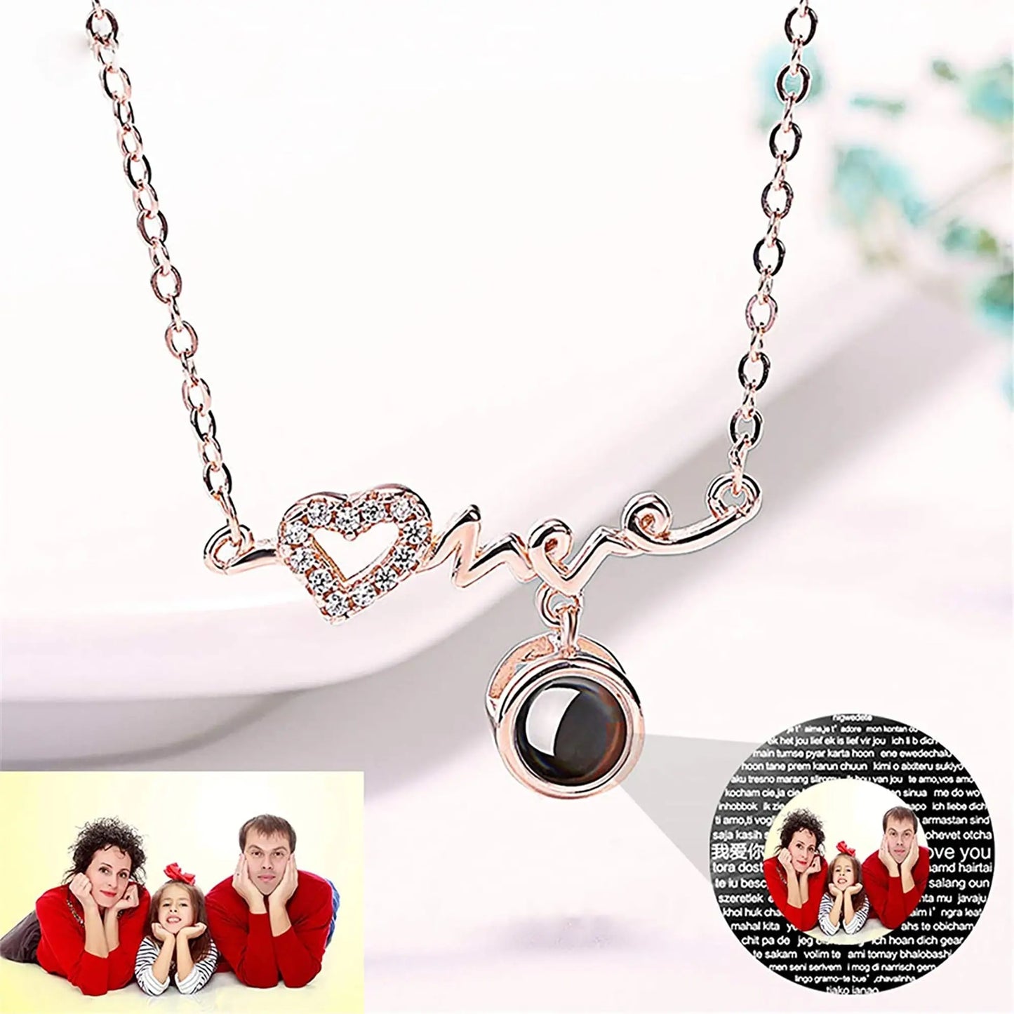 Personalized Custom Photo Heartbeat Shape Necklace Crystal Projection Pendant - Blade & Thread
