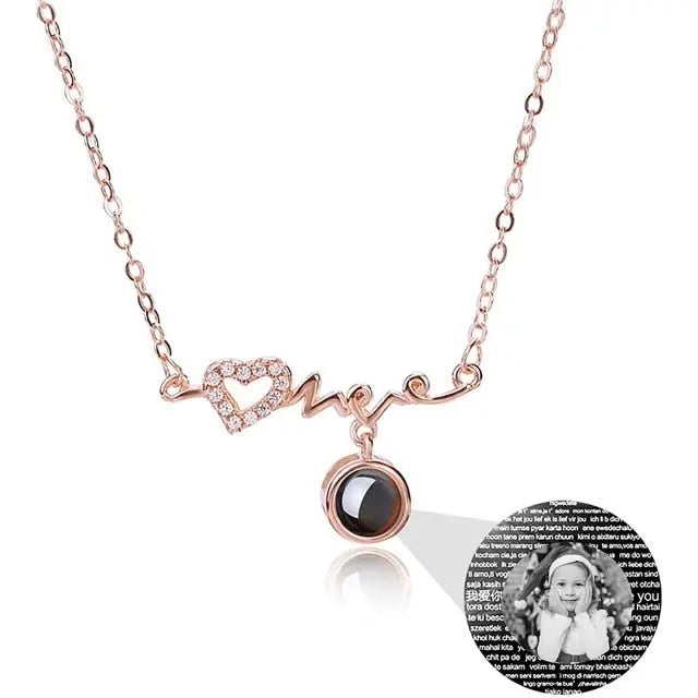 Personalized Custom Photo Heartbeat Shape Necklace Crystal Projection Pendant - Blade & Thread